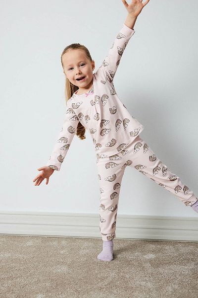 DeFacto Rainbow Print Baby Girl Pajamas Set - Long Sleeve and Elastic Waist D9075A525Sp