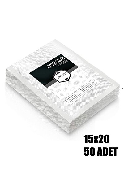 VI'ORIO 15x20 Tırtıklı Vakum Makinesi Poşeti 50 Adet