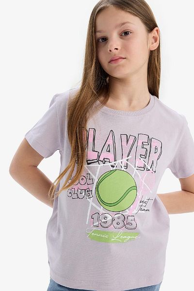 DeFacto Girl's Crew Neck Anime Printed Short Sleeve T-Shirt E0351A825Sm