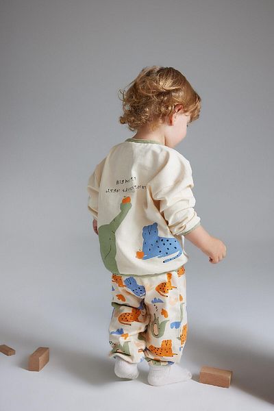 DeFacto 2-teiliges Set für Babys mit Safari-Aufdruck, langärmliges Sweatshirt und elastische Taille, Jogginghose D8707a525sp