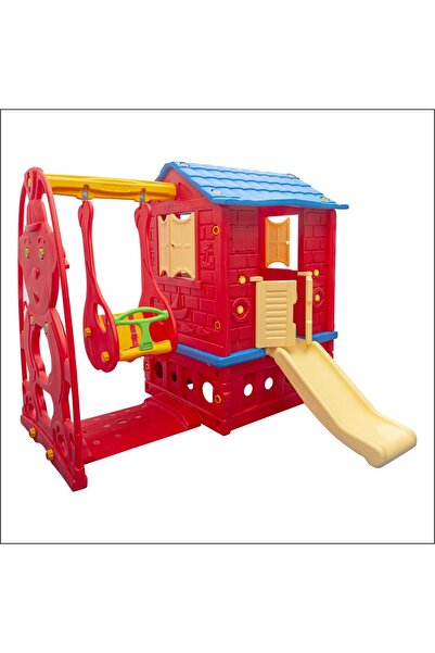 MUPARK İki Kapılı Kaydıraklı ve Salıncaklı Oyun Evi - Anaokulu ve Kreş İçin G...