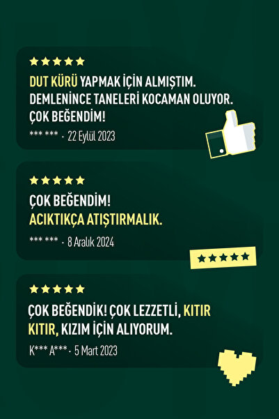 Kuru Yeşil Beyaz Dut Kurusu – 150 Gr – Yerli – Kuru Dut – Doğal Kurutulmuş Meyve