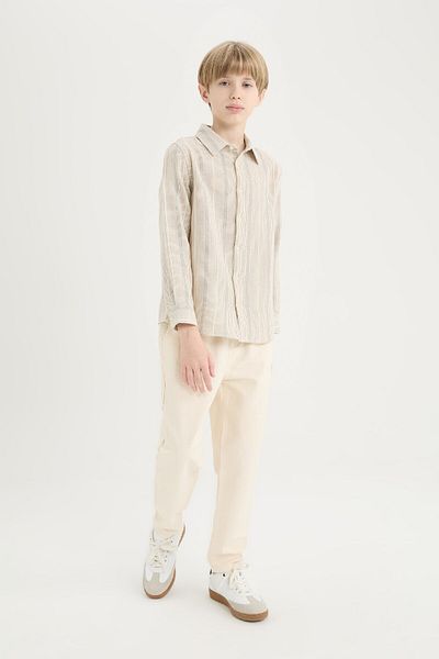 DeFacto Boy's Polo Neck Striped Long Sleeve Shirt D7777A825Sm