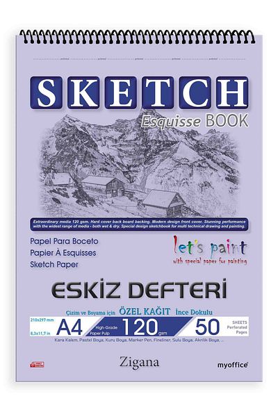Etika Zigana A4 Spiral Sketchbook 120 Gr. 50 Sheets Sketchbook