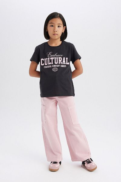 DeFacto Girl's Crew Neck Animal Pattern Short Sleeve T-Shirt D8545A825Sm