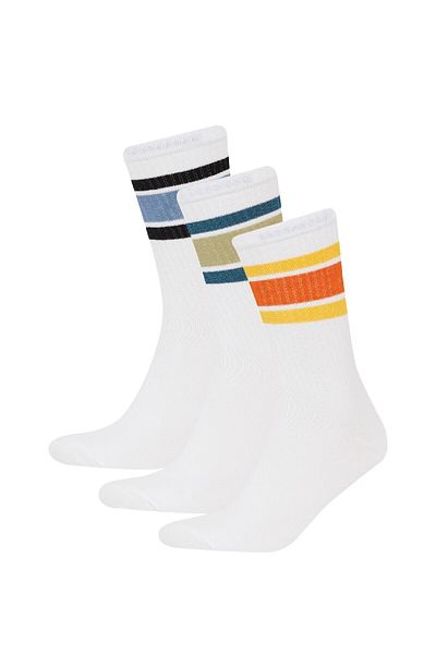 DeFacto Bequeme elastische 3-teilige lange Baumwollsocken für Herren D9644axns
