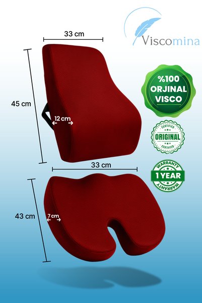 Viscomina 100% Viscosa Orthopedic Seating Cushion 100% Viscosa Orthopedic Lumbar Cushion Set of 2 Burgundy