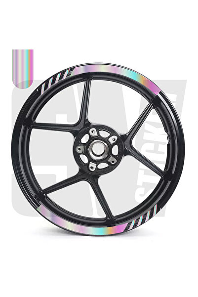 ARONA Motorcycle Long Wheel Rim Sticker Label Adhesive Foil Stylish Look 8 Pcs