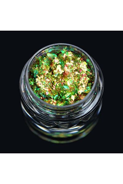 Kajol Beauty Fulgi de pigment PK122 (verde-șampanie-auriu-trandafir) pentru machiaj KAJOL Beauty, <0,25 g