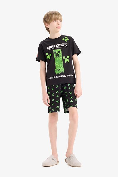 DeFacto Boy's Pajamas Kit - Short Sleeve, Waist, Rubber
