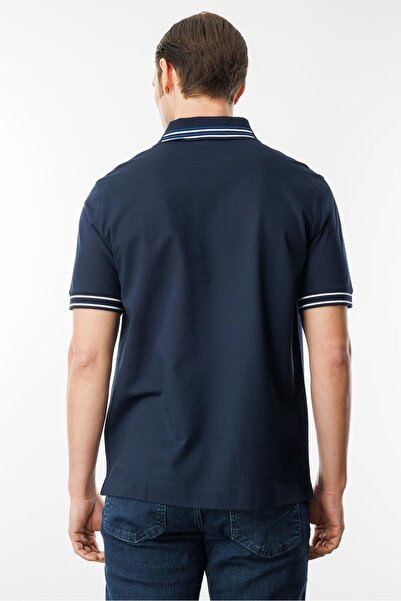 Desen Triko Men's Polo Neck T-Shirt Navy Blue