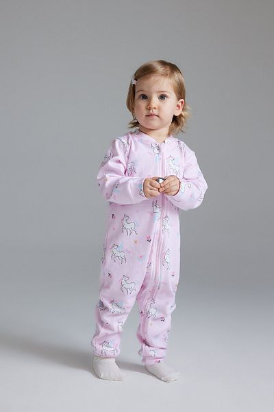 DeFacto Girl's Sleeve Jumpsuit - Unicorns Themed 2-Piece Long Sleeve