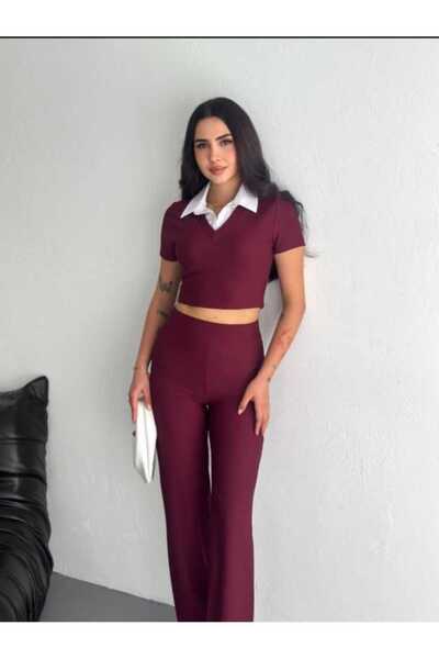 Butik Merrline Women's Shirt Collar Double Set