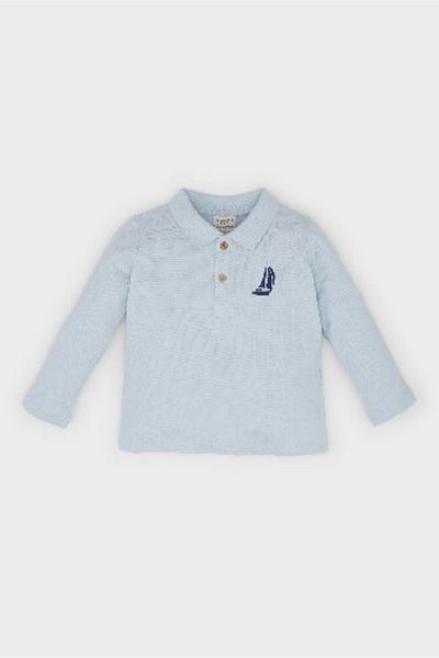 DeFacto Tricou cu mânecă lungă cu imprimeu piqué cu gât polo pentru bebeluși E0771a525sp