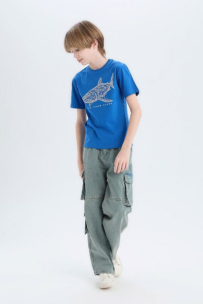 DeFacto Tricou cu mânecă scurtă cu imprimeu pentru băiat E0431A825SM