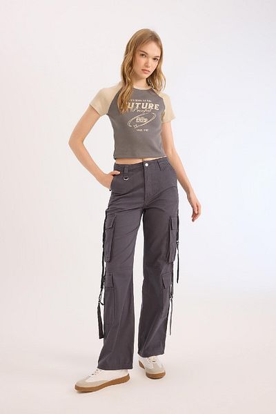 DeFacto Crew Neck Printed Ribbed Camisole Short Sleeve T-Shirt - E0647Ax25Sm