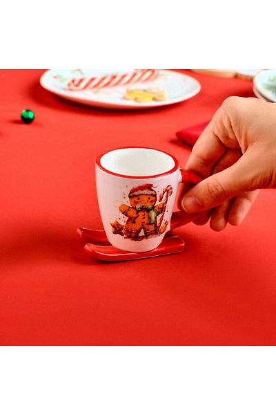 Karaca Anul Nou Crăciun Cute Gingerbread Man ceașcă de cafea, multi