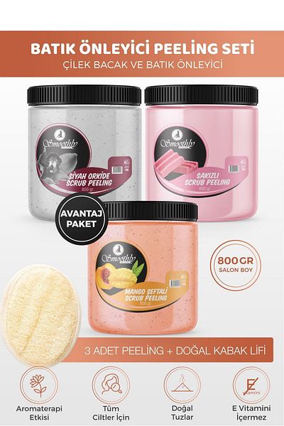Smoothly Peeling Advantage Set 800gr X 3 Pieces Natural Pumpkin Fiber for Exfoliating Application for Ingrown Hair