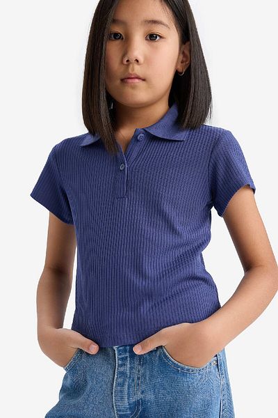 DeFacto Tricou cu mânecă scurtă pentru fete, slim fit, slim, cu guler polo, simplu, cu șnur, Z7794a625sm