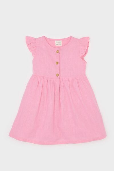 DeFacto Baby girl Basic μονόχρωμο κοντομάνικο καλοκαιρινό φόρεμα Flamed Poplin Z7402a225sm