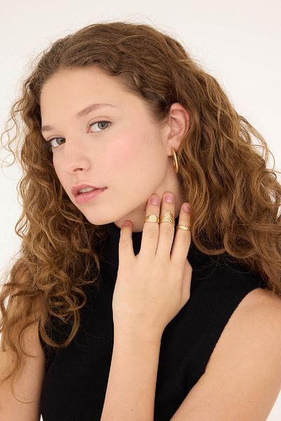 DeFacto Women's 3-Piece Matte Gold Ring E1331Axns