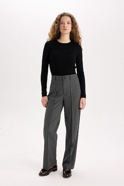 DeFacto Wide Leg Regular Waist Wide Leg Standard Length Classic Pants E1518Ax24Wn