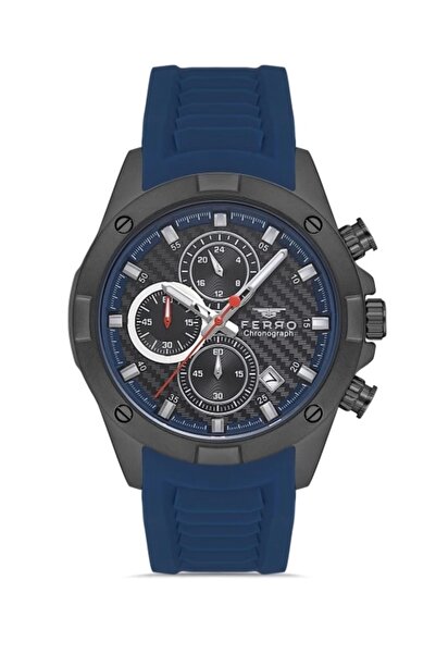 FERRO Lacivert Silikon Kordon Erkek Kol Saati FM31361D-ZD4 Fonksiyonları Aktif 3 ATM Su Geçirmez