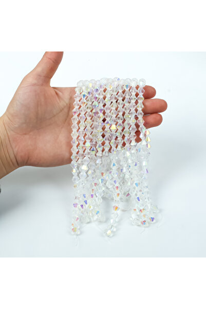 yfhobi 1 Dizi ( 35-38 Adet ) - 8 mm Piramit Kristal Cam Boncuk Dizisi, Şeffaf...