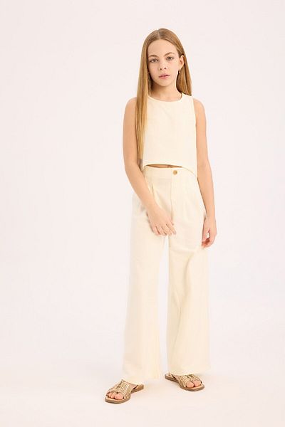 DeFacto Girl's 2-Piece Suit Blank Tank Top and Strong Leg Pants