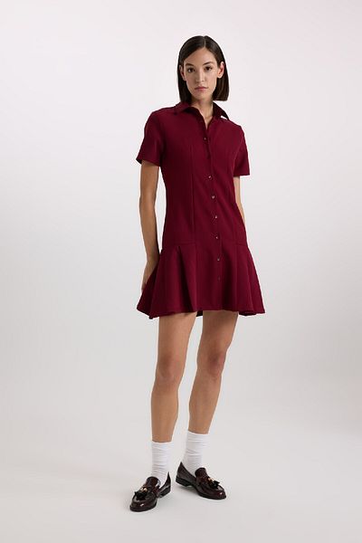 DeFacto Rochie mini plisată cu mânecă scurtă, de bază, cu gât polo D4203ax24au