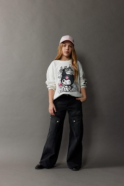 DeFacto Girl's Kuromi Oversize Wide Fit Crew Neck Sweatshirt D8834A825Sp