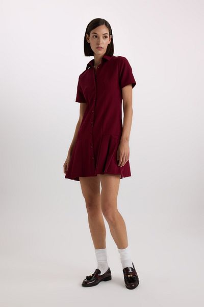 DeFacto Rochie mini plisată cu mânecă scurtă, de bază, cu gât polo D4203ax24au