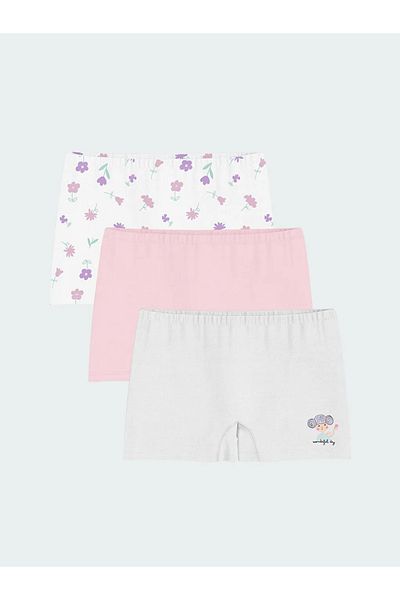 LC Waikiki Lcw Kids White Floral Girl's Boxer 3-Pack