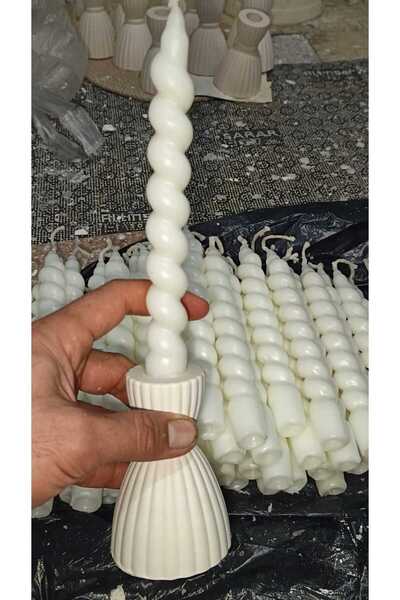 Bidünya renk burgulu mum 3 lu set vanilya kokulu 21 cm