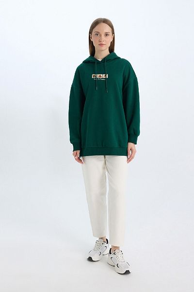 DeFacto Dicke und weiche, pelzige Relax-Fit-Kapuzenpullover-Tunika – E0318ax24wn