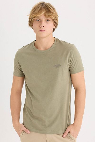 DeFacto 100 % Baumwolle Slim Fit Slim Fit Rundhalsausschnitt bedrucktes Kurzarm-T-Shirt D5567ax25sp