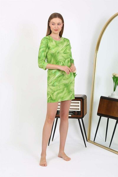 modaserdem Rochie de damă mini strălucitoare din microțesătură verde - 7420