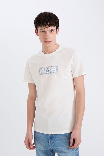 DeFacto 100% Cotton Slim Fit Slim Fit Crew Neck Printed Short Sleeve T-Shirt D9356Ax25Sp