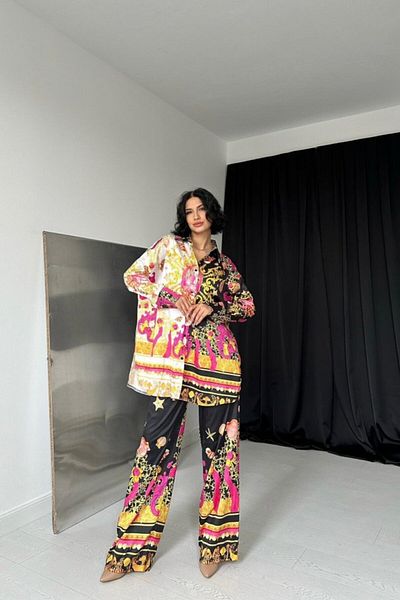 modaserdem Patterned Shirt and Patterned Trousers Set