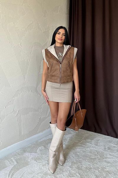 modaserdem Mink Pocket Short Vest