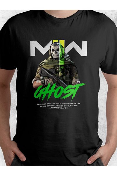 Pisa Art Μαύρο μπλουζάκι Unisex με σχέδιο K-art Call Of Duty Modern Warfare Ghost