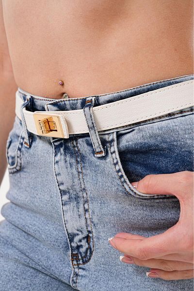 Descoin Square Lock Gold Buckle Adjustable Women's Belt Dress Belt Coat Belt Belt