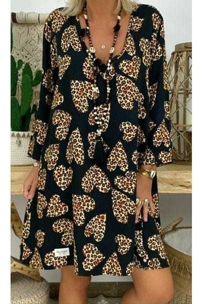 modaserdem Rochie de damă cu mânecă lungă, cu decolteu în V, cu mânecă lungă, micro midi