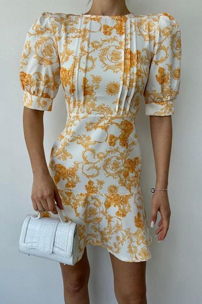 modaserdem Rochie galbena cu flori