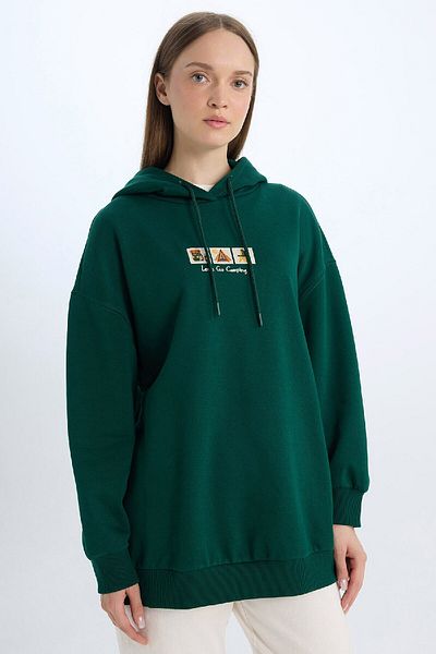 DeFacto Dicke und weiche, pelzige Relax-Fit-Kapuzenpullover-Tunika – E0318ax24wn