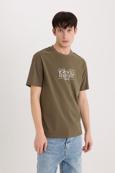 DeFacto 100% Cotton Regular Fit Crew Neck Printed Short Sleeve T-Shirt D6204Ax25Sp