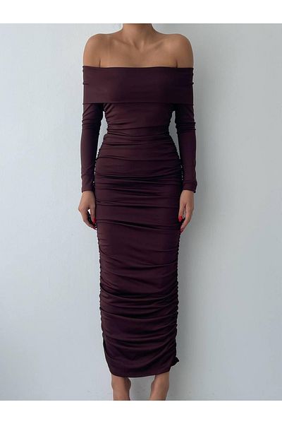 modaserdem Γυναικείο Draped Night-αποφοίτηση-γάμος-βραδινό φόρεμα