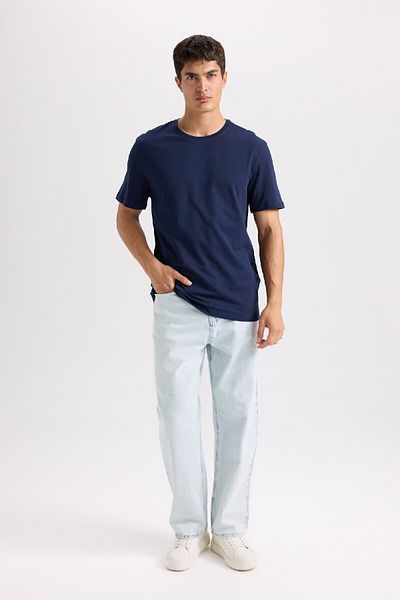 DeFacto Új Regular Fit Crew Neck Basic tömör rövid ujjú póló E1091axns