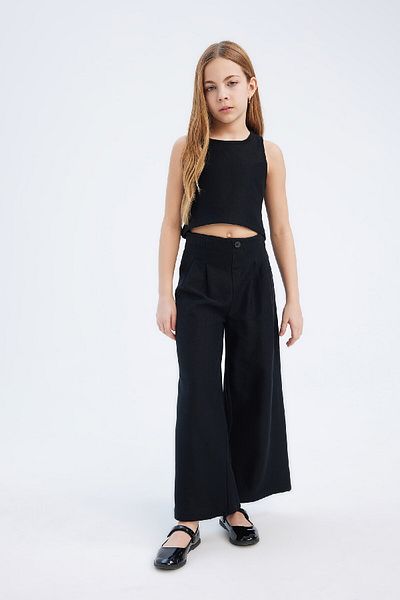 DeFacto Basic 2-Piece Set for Girl - Solid Crew Neck Sleeveless T-Shirt and Pants C0871A825Sm