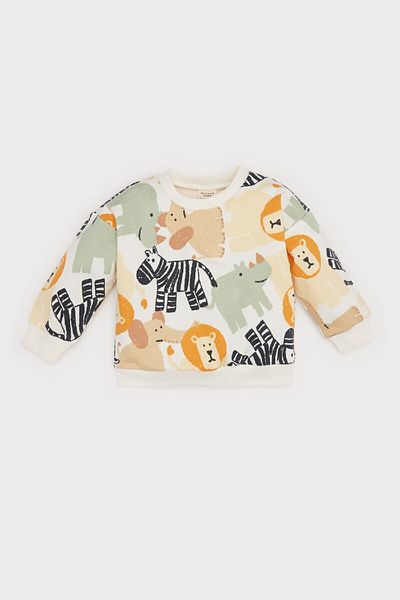 DeFacto Baby Boy Crew Neck Animal Print Sweatshirt D9587A525Sp